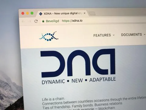 Website of crypotcurrency XDNA Stock Photos