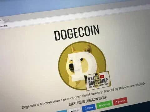 Website of cryptocurrency Dogecoin Stock Photos