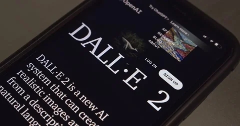 The website of DALL-E 2 seen in an iPhone screen Stock Footage 234251349