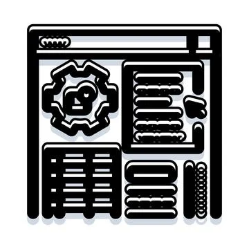 Website dashboard displaying settings and data management Stock Illustration
