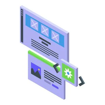 Website data icon isometric vector. Cms development Stock Illustration