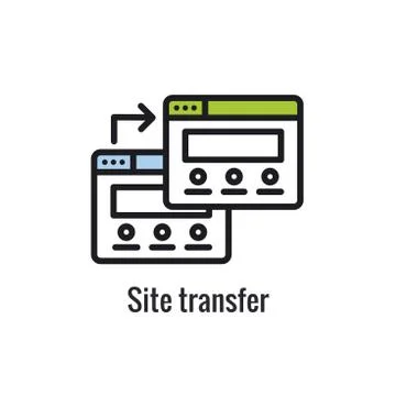 Website Data Transfer Icon w arrow imagery of transfer Stock Illustration