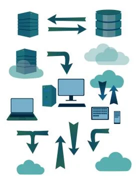 Website database symbols Illustrazione stock