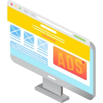 Website design for advertisement vector 3d icon Stock Illustration