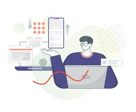 Website Design and Development for multiple device access - Illustration Stock Illustration