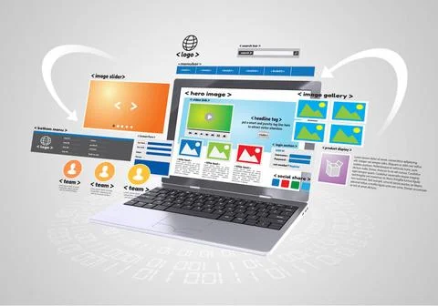  Website design and development project Conceptual image of Website design... Stock Photos