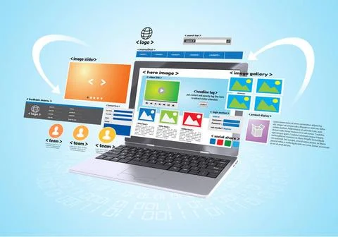  Website design and development project Conceptual image of Website design... Stock Photos