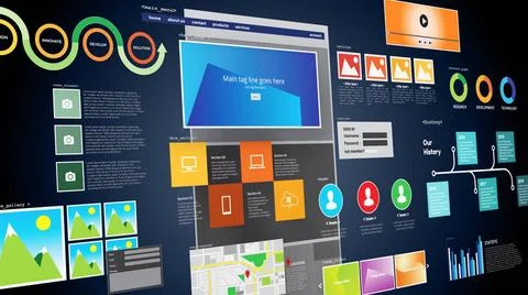 Website design and development project Conceptual image of Internet server... Stock Photos