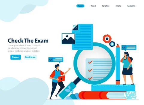 Website design of checking exams and surveys, evaluating student exam results 스톡 일러스트