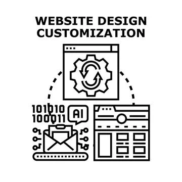 Website design customization with artificial intelligence creating software 库存插图