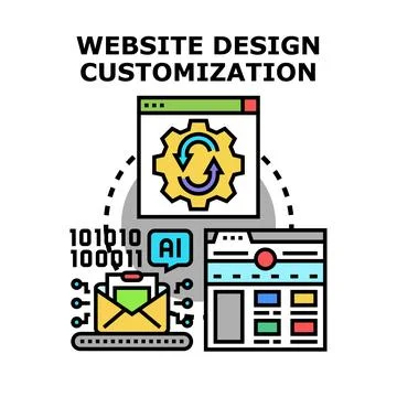 Website design customization with artificial intelligence creating software Stock Illustration