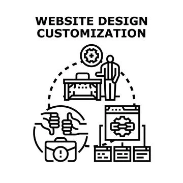 Website design customization concept with programming element Stock Illustration