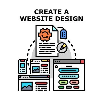 Website design development process creating online presence Stock Illustration
