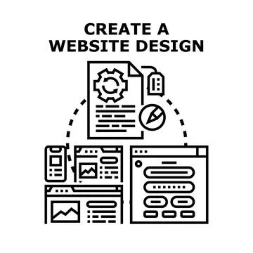 Website design development process creating online presence Illustrazione stock