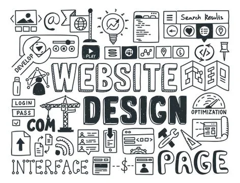 Website design doodle elements Illustrazione stock