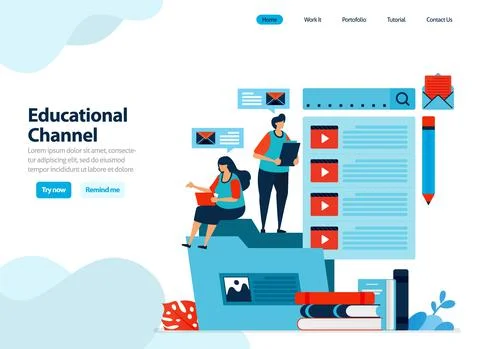 Website design of educational video channel. collect and organize learning vi Stock Illustration