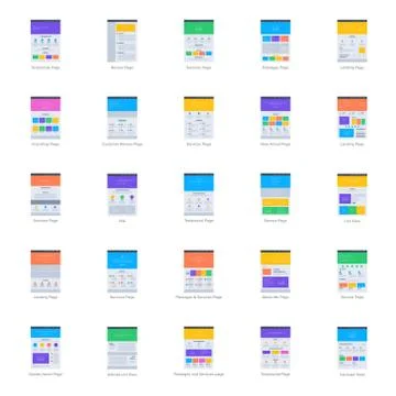 Website Design Flat Icons Pack Stock Illustration