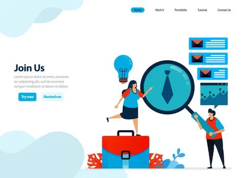 Website design of join us, hiring and refer a friend program. recruitment ann 스톡 일러스트