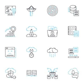 Website design linear icons set. Layout, Typography, Color, Navigation Stock Illustration