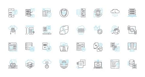 Website design linear icons set. Layout, Typography, Color, Navigation Stock Illustration