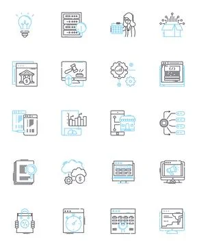 Website design linear icons set. Aesthetics, Interface, Responsiveness Stock Illustration