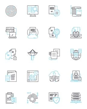 Website design linear icons set. Layout, Typography, Color, Navigation Stock Illustration