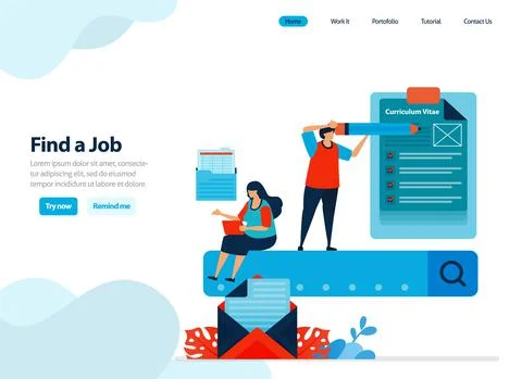 Website design of looking for work and finding employees. jobs candidates tha Stock Illustration