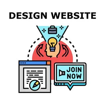Website design process creating online content and marketing Stock Illustration