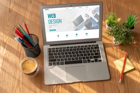 Website design software provide modish template for online retail business 스톡 사진