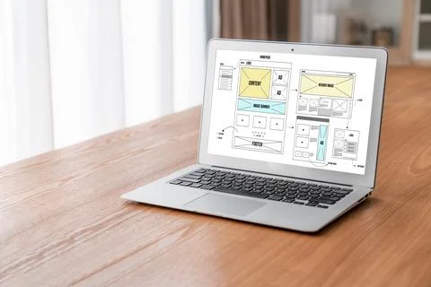 Website design software provide modish template for online retail business 库存照片