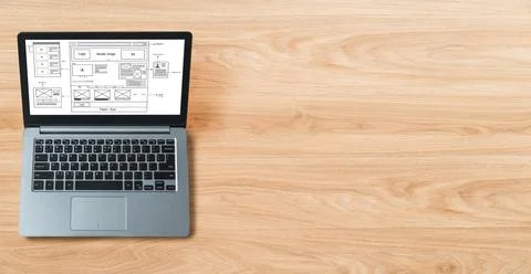 Website design software provide modish template for online retail business 스톡 사진