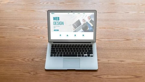 Website design software provide modish template for online retail business Stock Photos