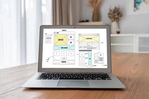 Website design software provide modish template for online retail business 库存照片