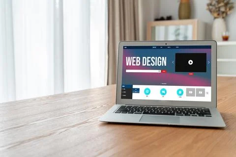 Website design software provide modish template for online retail business Stock Photos