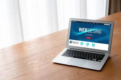 Website design software provide modish template for online retail business 스톡 사진