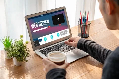 Website design software provide modish template for online retail business Stock Photos