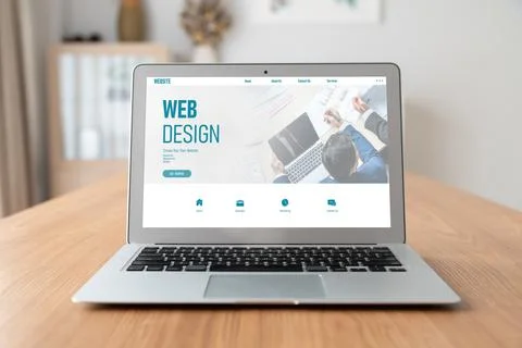 Website design software provide modish template for online retail business 스톡 사진