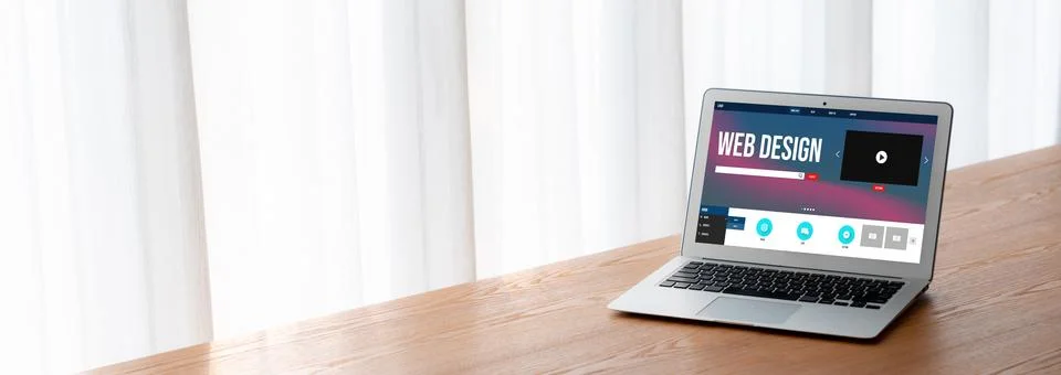 Website design software provide modish template for online retail business Stock Photos