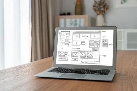Website design software provide modish template for online retail business 库存照片