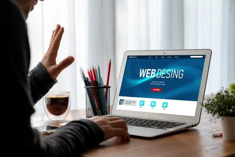 Website design software provide modish template for online retail business Stock Photos