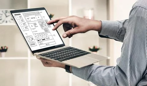 Website design software provide modish template for online retail business 스톡 사진