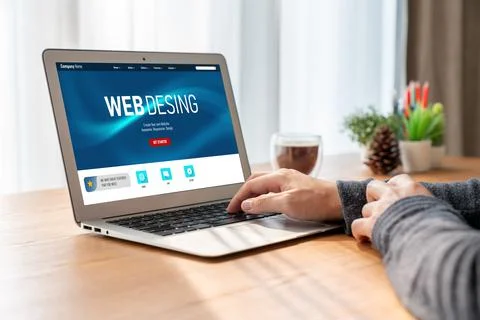 Website design software provide modish template for online retail business 스톡 사진