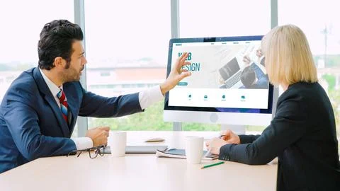 Website design software provide modish template for online retail business Stock Photos