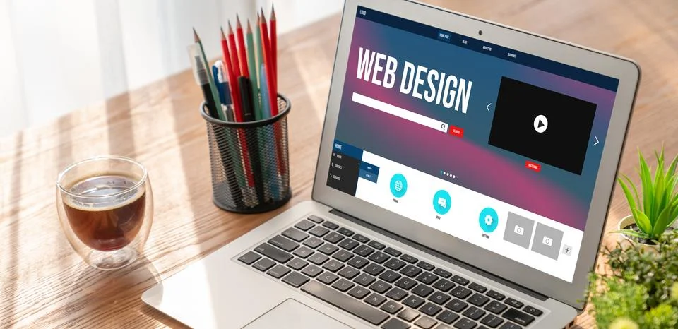 Website design software provide modish template for online retail business Foto stock
