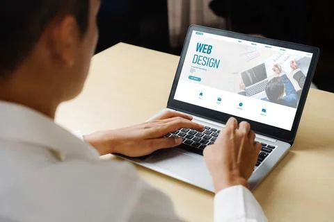 Website design software provide modish template for online retail business 库存照片