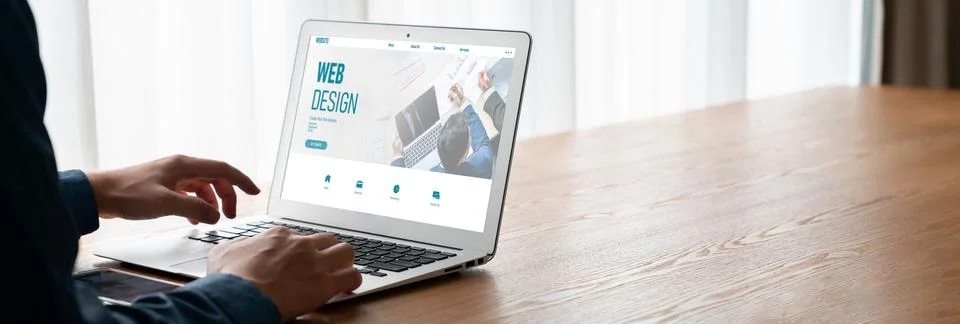 Website design software provide modish template for online retail business Stock Photos