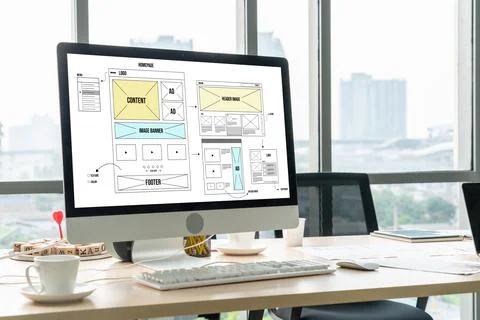 Website design software provide modish template for online retail business 库存照片