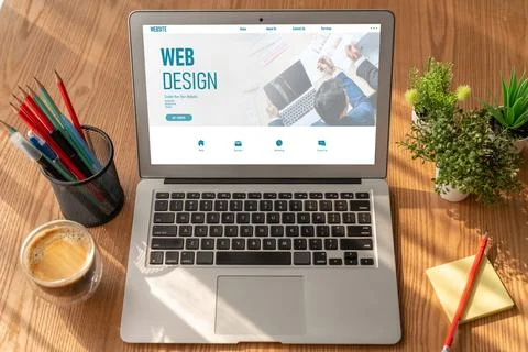 Website design software provide modish template for online retail business 库存照片