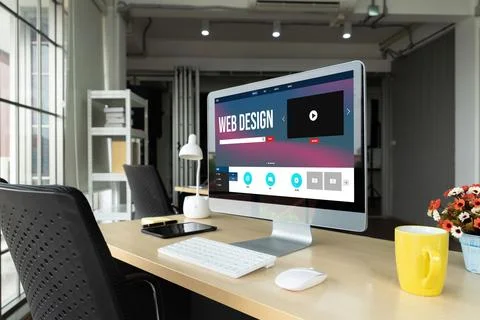 Website design software provide modish template for online retail business 库存照片