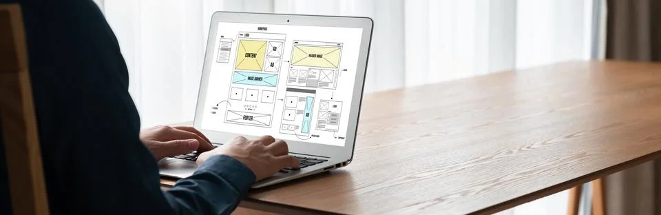Website design software provide modish template for online retail business Stock Photos